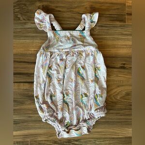 Posh peanut toddler girls, unicorn, print bubble romper, size 18 to 24 months